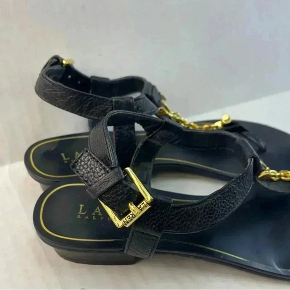 Ralph Lauren black flat/low heel sandals size 5B - Picture 2 of 11